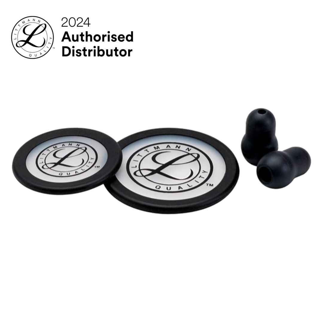 3M Littmann Classic III/Cardiology IV Stethoscope Spare Parts Kit in Black with Tunable Diaphragms and Soft-Sealing Eartips