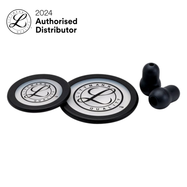 3M Littmann Classic III/Cardiology IV Stethoscope Spare Parts Kit in Black with Tunable Diaphragms and Soft-Sealing Eartips