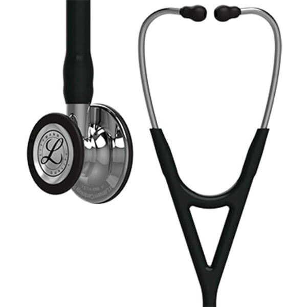 Littmann Cardiology IV Stethoscope with Mirror Finish and Black Tubing, featuring advanced diagnostics for critical care environments, dual-sided chestpiece, and latex-free construction.