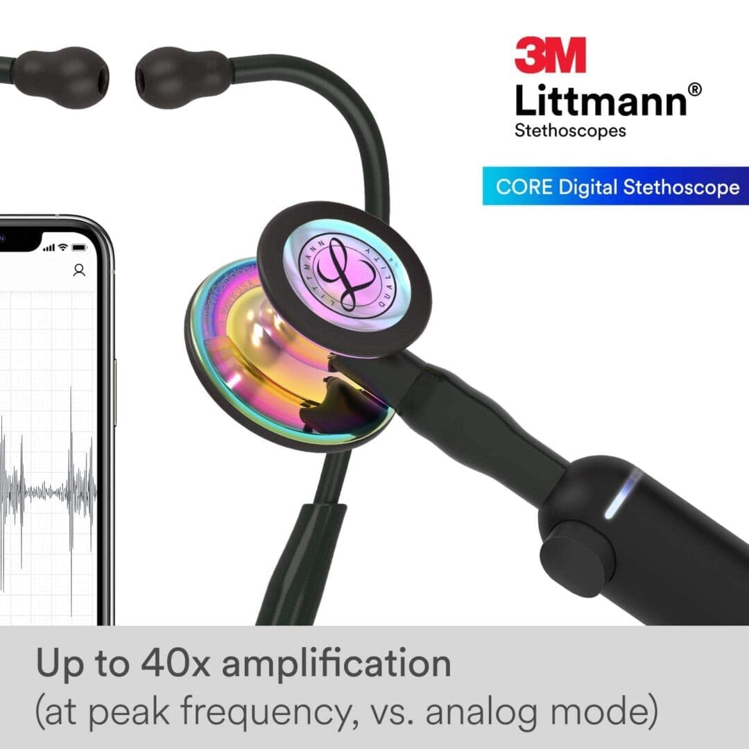 Littmann® CORE Digital Stethoscope - High Polish Rainbow & Black Stethoscope