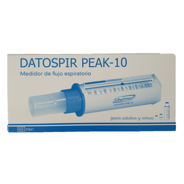 Sibelmed DATOSPIR PEAK-10 Peak Flow Meter with color zones for asthma control, customizable design, compliant with European standard EN 13826 for home testing and medical diagnosis