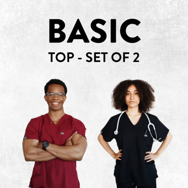 WiZ Scrubs Basic Tops - Set of 2 - Black Friday Mega Clearance